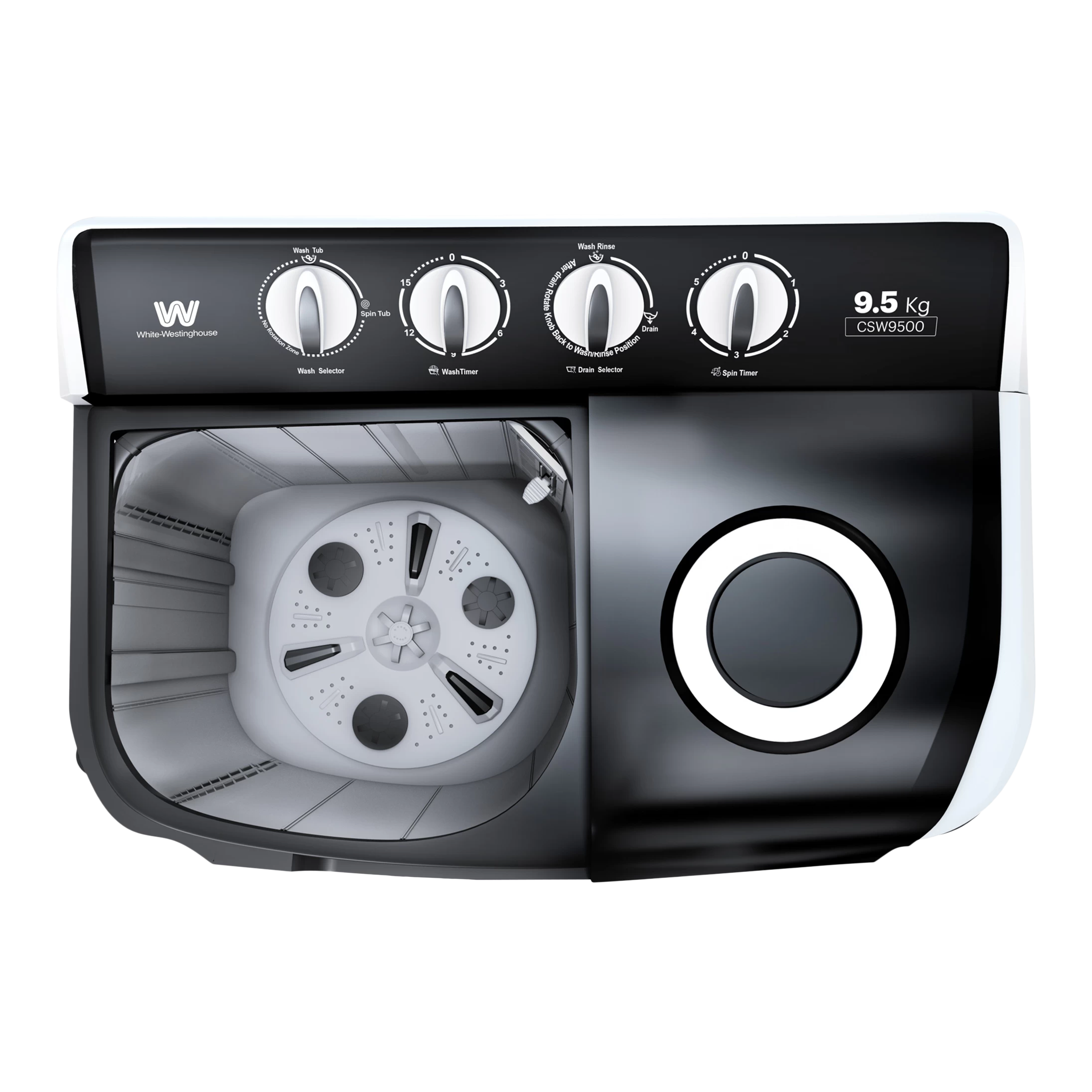 Buy White Westinghouse 9.5 kg Semi Automatic Washing Machine with Robust Motor (CSW9500, Grey